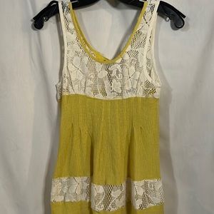 Free People Yellow Lace Open Back Sleeveless Top Size 4